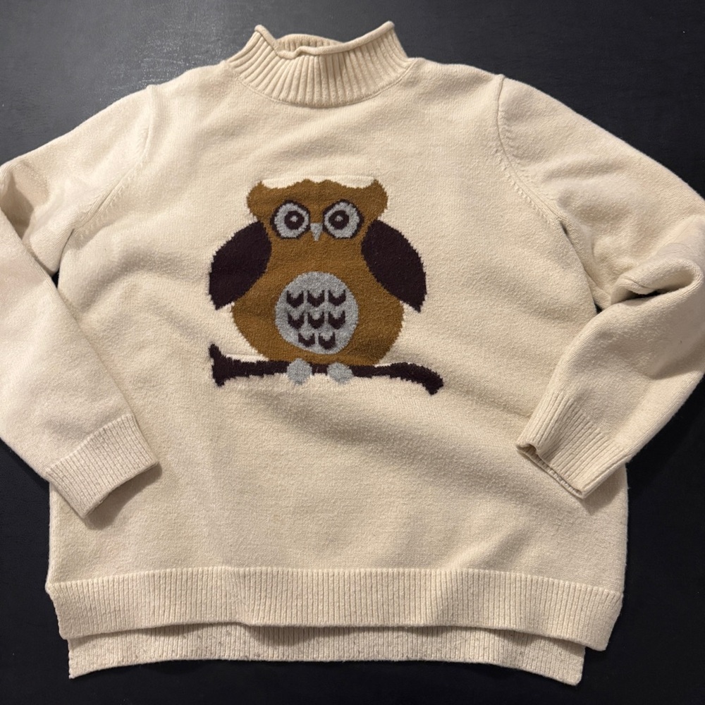 Cream Owl Sweater